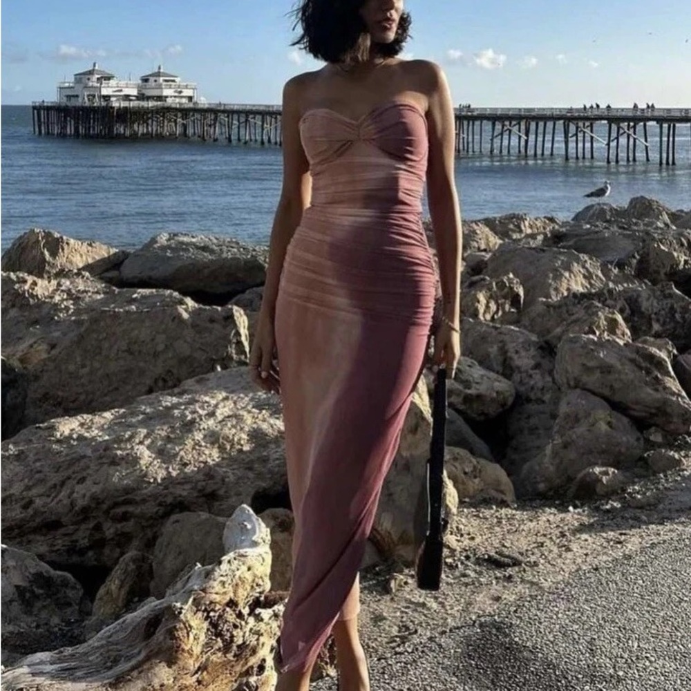 Zara Strapless Pink and Peach Dress